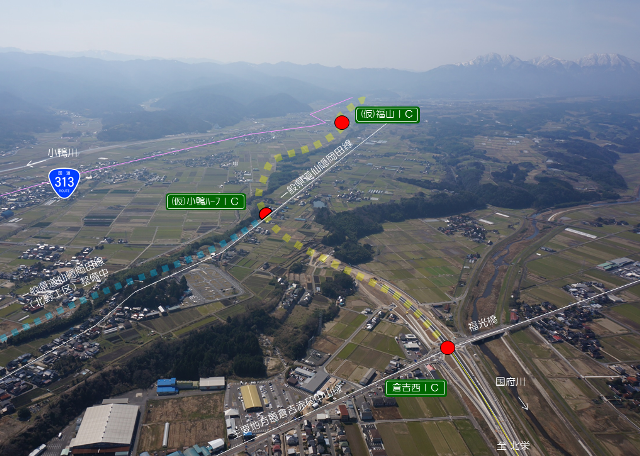 倉吉関金道路の福山インターチェンジから倉吉西インターチェンジ周辺の拡大写真への画像リンク